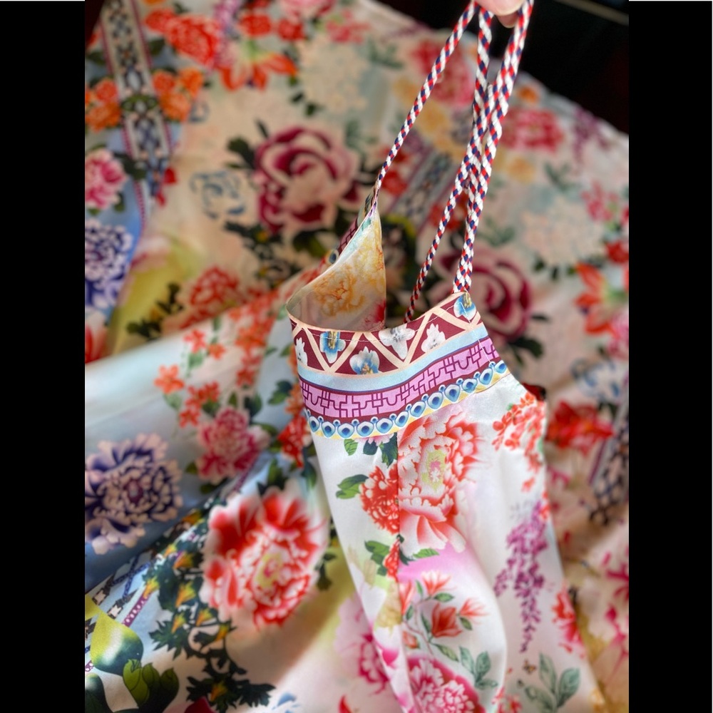 Island Of Peonies Luxury Maxi Sheath A Line Maxi Dress, Chiffon Floral Dress - Picture 6 of 15